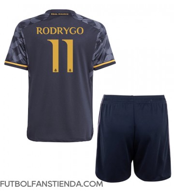 Real Madrid Rodrygo Goes #11 Segunda Equipación Niños 2023-24 Manga Corta (+ Pantalones cortos)